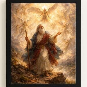 Prophet Elias With Heavenly Angels Art Print In A Frame 8x10